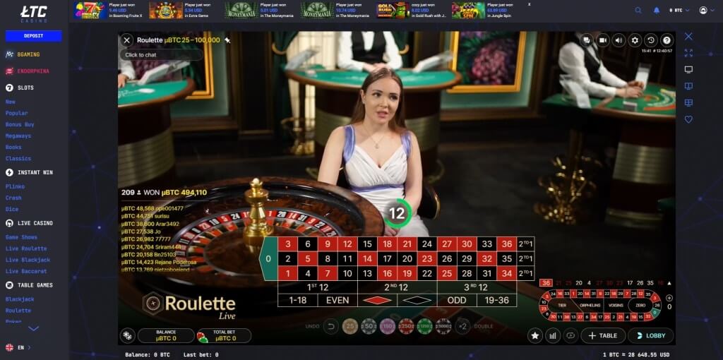 Live Roulette at LTC Casino