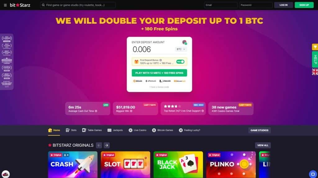 BitStarz Casino Main Page