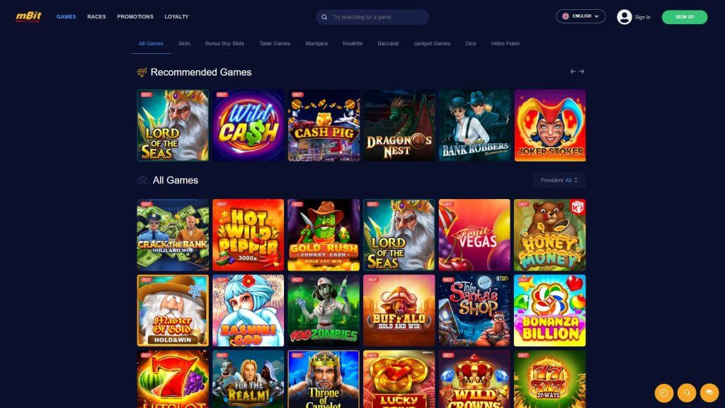 mBit Casino Slot Section