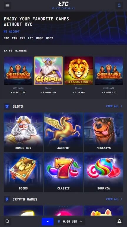 LTC Casino Homepage