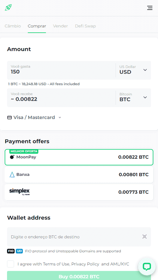 Como depositar num Casino Bitcoin com um cartão bancário através da Changelly
